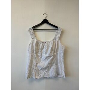 Vintage Zoey Beth Plus Shirt Womens 2X White Eyelet Sleeveless‎ Tank Top Y2K